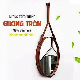 Mua Gương Tròn - Gương Treo Tường Dây Da Cao Cấp Đường Kính D50cm