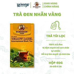 ROBINSON FARM - Trà Túi Lọc - Trà đen Nhãn Vàng - Hộp 40g (20 gói x 2g)