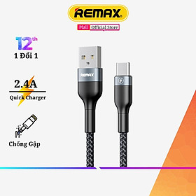 Cáp sạc nhanh truyền dữ liệu Type-C Chính Hãng Remax 064a dây sạc nhanh 2.4A Max Chống gập chống gãy Siêu Bền - Hàng Chính Hãng Remax