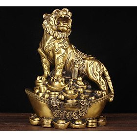 Mua Tượng con hổ trên nguyên bảo bằng đồng thau phong thủy cho năm dần Hồng Thắng