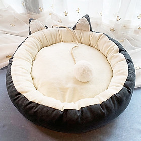 Nệm ngủ tròn mèo đuôi bông cho chó mèo (Giao màu ngẫu nhiên)