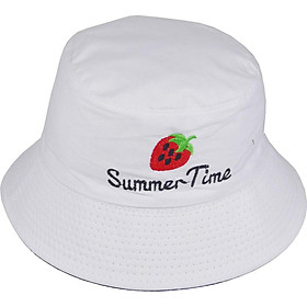 Nón bucket nam nữ thời trang đội được 2 mặt độc đáo Summer Time hình quả dâu tây đẹp mắt