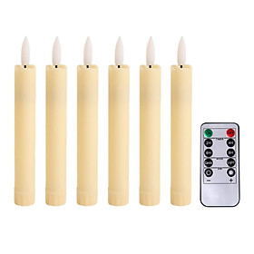 6 Pieces LED Pillar Candles Flameless Taper Candles 3D Wick Window Candles Light Candles with Remote for Wedding Valentine's Day Table Decor