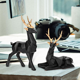 Reindeer Resin Sculpture, Collection Decorative Desktop Elk Deer Statue for Decoration Dining Room
