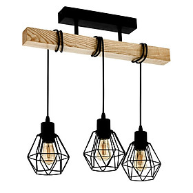 Bộ 3 đèn trang trí + KÈM BÓNG 4W, đèn trang trí decor quán, đèn sắt mỹ thuật mâm gỗ thông