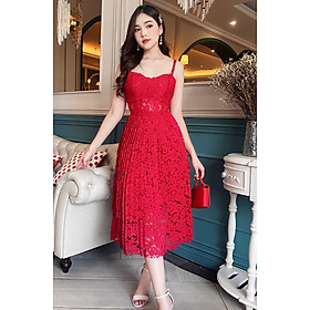 Đầm Thiết Kế 2 Dây MAY RC4033 Chất Liệu Ren Hàn - Đầm Dự Tiệc Màu Đỏ Sang Trọng Chuẩn MAY