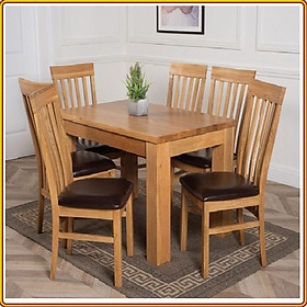 Mua Bộ bàn ăn Rustic Oak bàn 1m2  kèm 6 ghế juno sofa ( Vàng Gỗ Tự Nhiên)