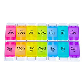 Pills Organizer Push Button Dispenser Colored Extra Travel Medicine Case
