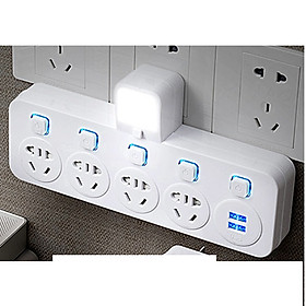 Ổ cắm điện có chân sạc đa năng và nút nguồn theo từng ổ có đèn báo có thẻ làm đèn ngủ