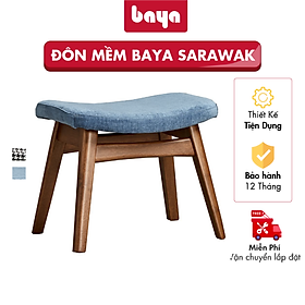 Mua Ghế Đôn Mặt Đệm Chữ Nhật Thiết Kế Phong Cách BAYA Sarawak Chân Ghế Hình Trụ Dài Bằng Gỗ Cao Su Mặt Đệm Ngồi Bọc Vải Màu Sắc Nhã Nhặn