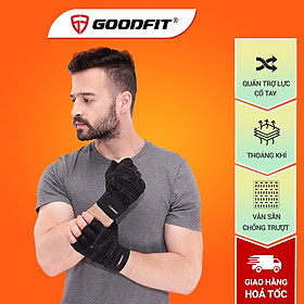 Hình ảnh Găng tay tập gym nữ/nam hở ngón, bao tay tập Gym nữ/nam có quấn trợ lực cổ tay, đệm Silicone chống trượt GoodFit GF201G