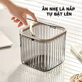 Hộp Rác Mini Để Bàn Văn Phòng, Hộp Đựng Rác Trong Suốt Có Nắp Bật - Hàng chính hãng