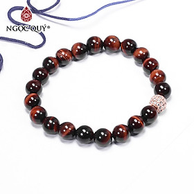 Vòng tay đá mắt hổ nâu đỏ phối charm hợp kim đính đá mệnh hỏa, thổ - Ngọc Quý Gemstones