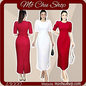 ĐẦM MIDI CHÍT EO TAY PHỒNG DÁNG BÚT CHÌ 12995