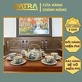 Mua Bộ ấm chén uống trà cao cấp   bộ ấm trà Bát Tràng - sơn thủy hữu tình