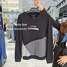 OWEN - Áo nỉ nam dài tay, Áo hoodie dáng REGULAR màu đen Mã HD23293