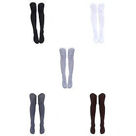 5 Pairs Women's Girl Plain Thigh High Socks Regular Over Knee Stocking Socks