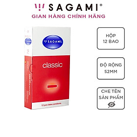 Bao cao su Sagami Classic - Mỏng - Kiểu truyền thống - Hộp 12 chiếc - Nhiều gel bôi trơn