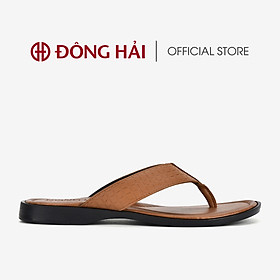 Dép nam da bò cao cấp Đông Hải thiết kế quai kẹp kèm chi tiết da dập vân sang trọng - D3214
