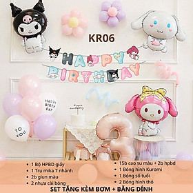 Mua  KÈM QUÀ TẶNG-GIAO HỎA TỐC Set bóng trang trí sinh nhật chủ đề hoạt hình Kuromi Sanrio đủ mẫu cho bé