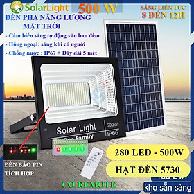 Đèn năng lượng mặt trời solar light 500w có REMOTE công suất lớn sáng 8h>12h liên tục bảo hành 24 tháng