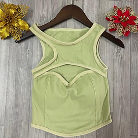 Áo hai dây và 3 lỗ nữ khoét ngực có đệm mút dáng ngắn croptop