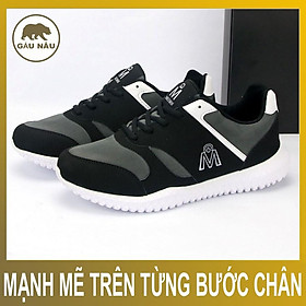 Giày thể thao nam đen in chữ GN406 Gấu Nâu