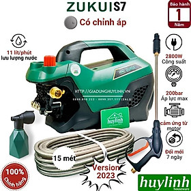 Máy xịt rửa xe chỉnh áp Zukui S7 - 2800W - Dây 15 mét - Motor cảm ứng từ bền bỉ