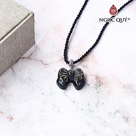 Mặt dây chuyền chiếc nơ đá obsidian hợp mệnh thủy, mộc - Ngọc Quý Gemstones