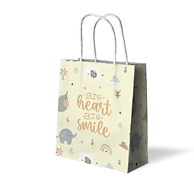 Túi giấy trung SDstationery Big Heart Big Smile đựng quà tặng mẹ & bé, quà thôi nôi, đồ chơi, hình voi dễ thương, ép kim