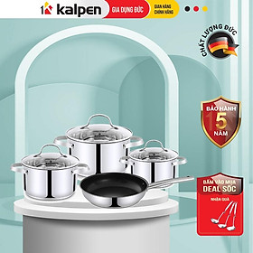 Bộ Nồi Chảo INOX 304 Cao Cấp 5 Đáy Lermat Size 18-22-26-26cm Model L2 Hàng Chính Hãng KALPEN-GIA DỤNG ĐỨC Bảo Hành 2 Năm