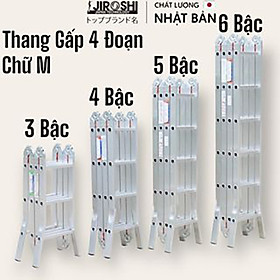 Thang nhôm gấp 4 đoạn Jiroshi 3 4 5 6 bậc