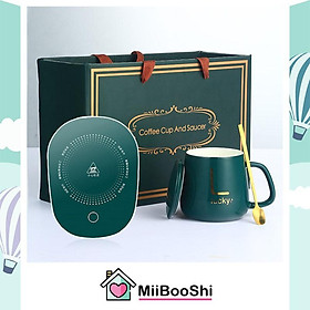 Cốc hâm nóng cà phê đồ uống đế hâm nóng cốc, cốc hâm nóng đồ uống kèm đế điện đa năng tiện lợi MiibooShi PVN17505