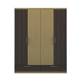 Mua TỦ QUẦN ÁO GỖ CÔNG NGHIỆP 4 CÁNH OHAHA (NÂU TRẮNG VÀNG) - TQA012