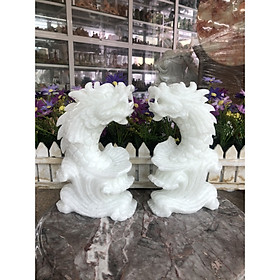 Mua Cá Chép hóa Rồng phong thủy đá cẩm thạch trắng - Cao 20 cm
