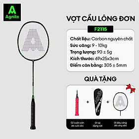 Vợt cầu lông siêu nhẹ khung carbon cao cấp Agnite - Kèm bao đựng cao cấp - 1 chiếc - Hàng chính hãng - F2115