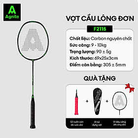 Vợt Cầu Lông Cán Liền Chính Hãng Agnite - Khung Carbon Cao Cấp - Kèm Túi Đựng Vợt - F2115