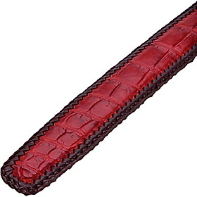 Thắt Lưng Nam Da Cá Sấu Đan Viền Đầu Kim Huy Hoàng HT4278 - Nâu Đỏ