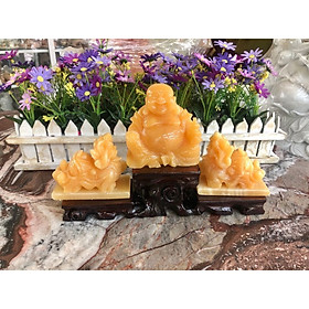Bộ combo Tỳ Hưu và Tượng phật Di Lặc phong thủy chiêu nạp tài lộc đá ngọc hoàng long