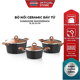 Mua Bộ Nồi Ceramic SUNHOUSE Đáy Từ 18  20  24cm SHG2003MCA