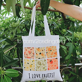 Túi tote trắng I Love Fruits!