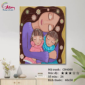 Mua Tranh tô màu theo số sơn dầu số hóa mẹ và con gái CN4000