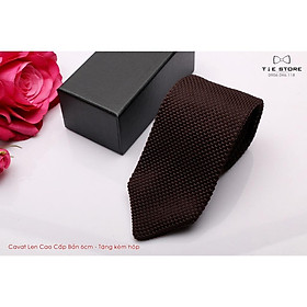 Cà Vạt Len Cao Cấp Bản 6Cm - Cavat Tự Thắt Kèm hộp Màu Nâu