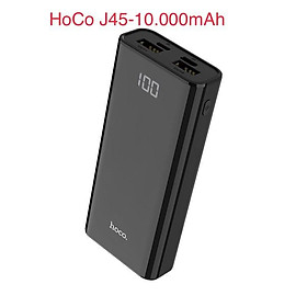 Pin sạc dự phòng hoco J45 dung lượng 10.000mah hỗ trợ 2 cồng sạc hàng chính hãng