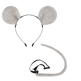 2x Mouse Costume Accessory Set Mouse Ears Headband and Tail Party Decoration