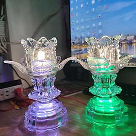 ĐÈN THỜ HOA SEN THỦY TINH -TT03