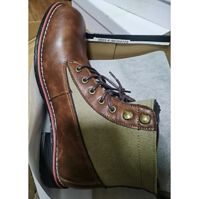 LRCLOVE Xuân Thu Đàn Ông Boots Cao Gang Breathable PU Da Vintage Xe Máy Quần Áo Lao Động Giày Da Nam Boots