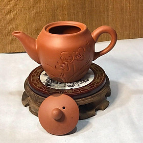 Mua Ấm Trà Đạo Gốm Tử Sa Bát Tràng Đắp Nổi Hoa Sen Dáng Thủy Bình (Ấm Lẻ) ATSML 014