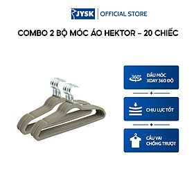 Combo 02 bộ móc áo | JYSK Hektor | bọc nhung màu xám | 45x24x0.5cm | Bộ 10 chiếc