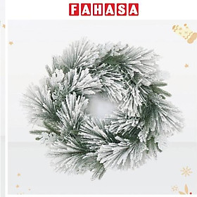 Vòng Hoa 3 Loại Lá Phủ Tuyết - Trang Trí Noel 50 cm - Chaang Chiia LP-W20-HS